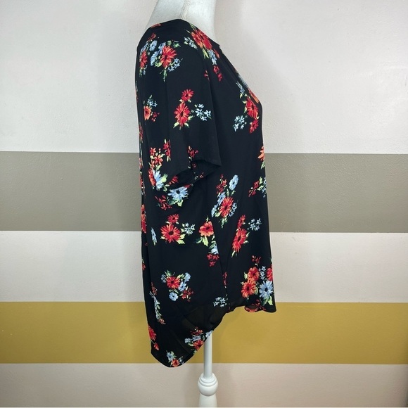 2/$25 Chelsea & Theodore Black Floral Business Casual Feminine Pretty Blouse L - Picture 4 of 12